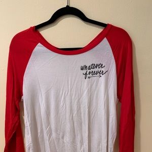 American Eagle Red and White Baseball Tee